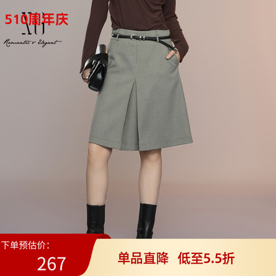 XG/雪歌25年秋季新款千鸟格高腰A字半身裙女百搭短裙XK303015B595