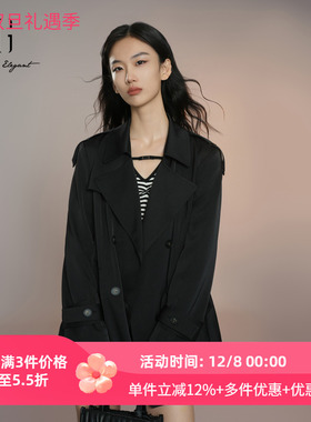 XG/雪歌25年秋季新款时尚翻领休闲风衣女短外套上衣XK308012A290