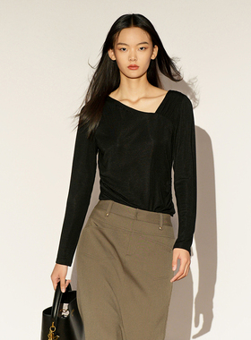 XG/雪歌26年春季新款V领针织衫女长袖打底衫气质上衣XL101009A290