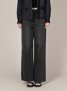 XG/雪歌26春款简约风直筒牛仔裤女长裤显瘦休闲裤子XL102017A390