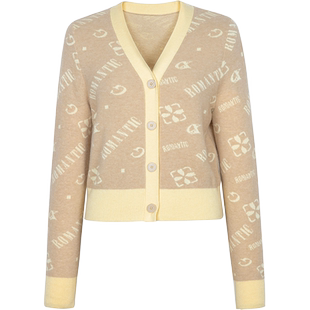 xg雪歌商场同款针织衫女开襟2024春新款字母休闲毛衫XJ111018A273