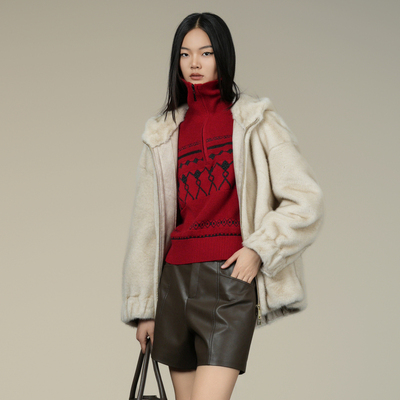 XG/雪歌2025年冬季新款时尚生态仿水貂毛皮草外套女XK407005A660