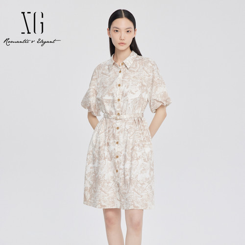 xg雪歌通勤淑女短袖连衣裙