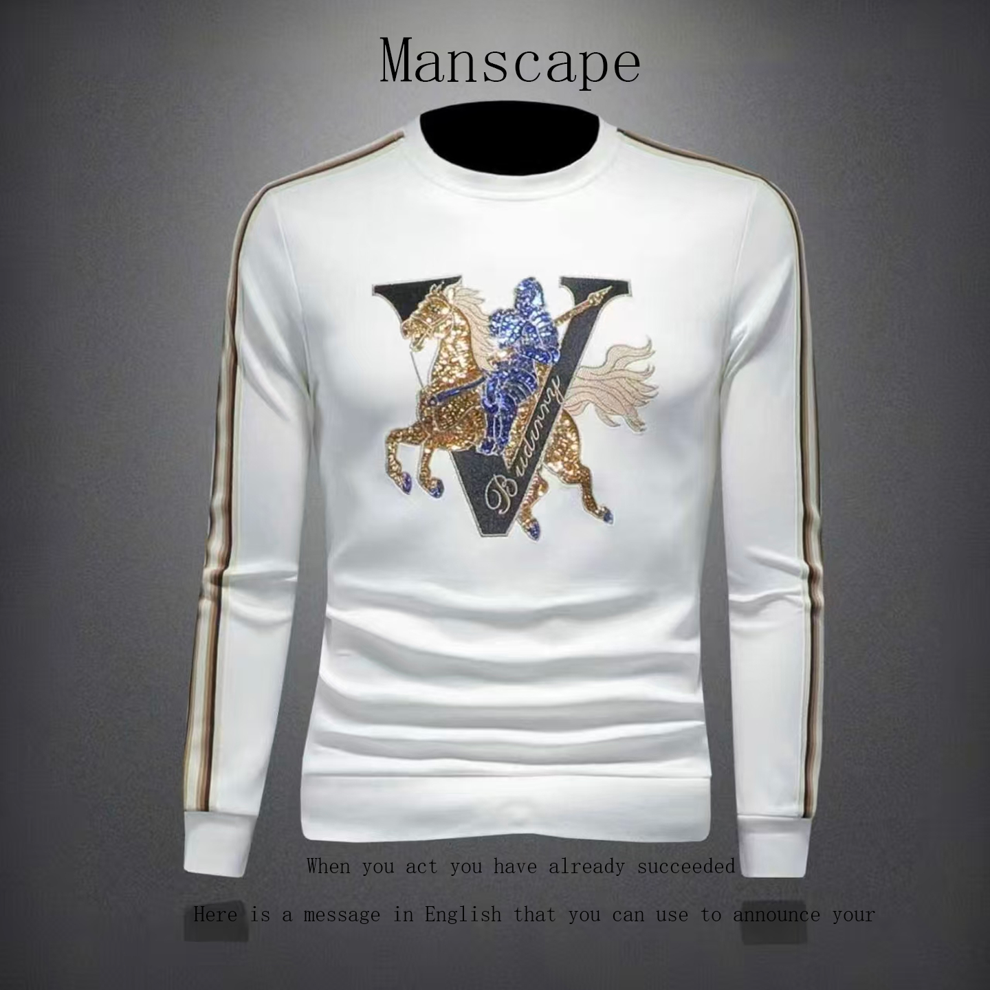 轻奢刺绣亮片男卫衣秋冬打底