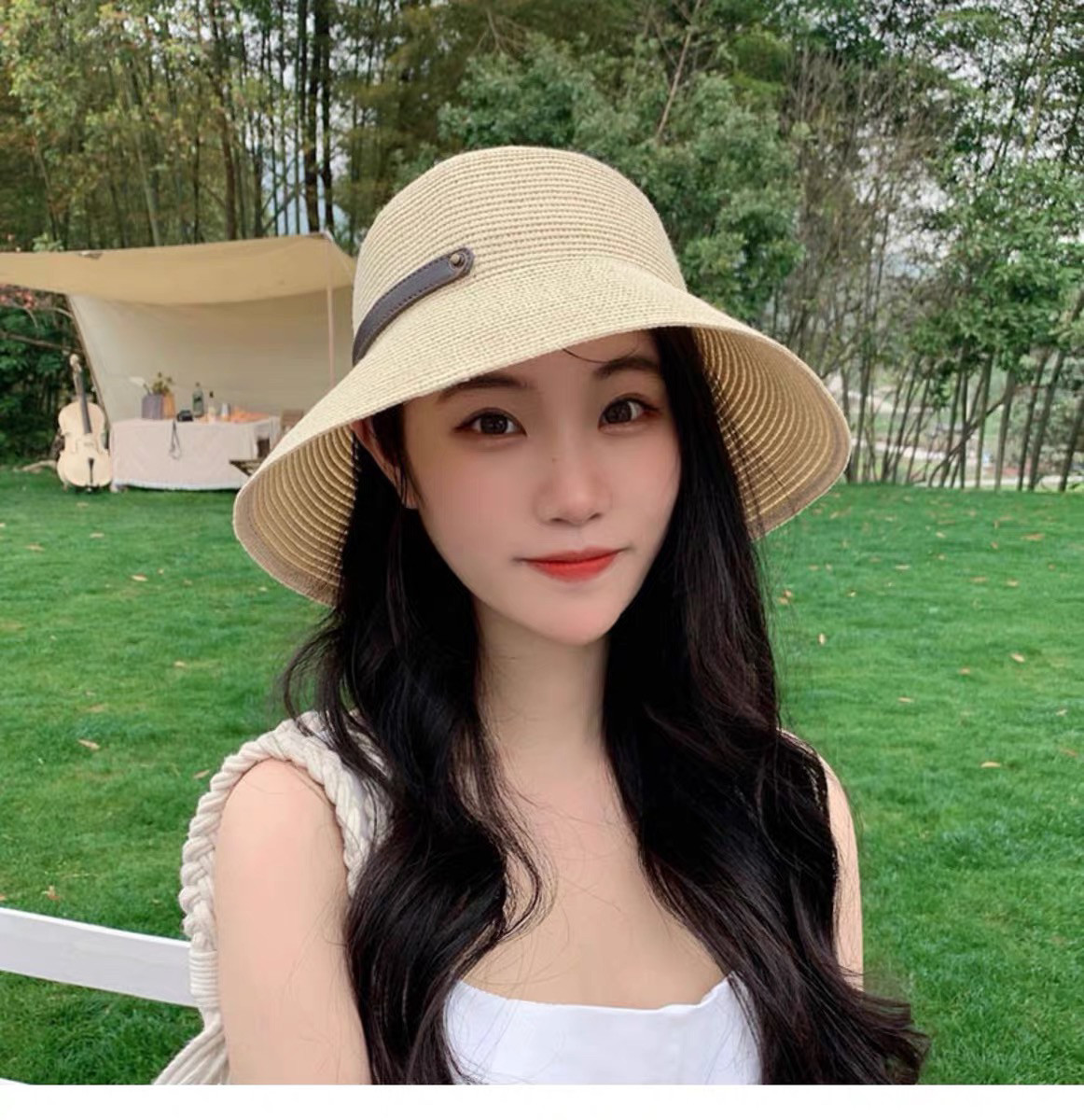 夏季大檐防晒可折叠草帽渔夫帽女