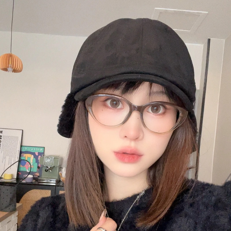 新款保暖护耳亲子前进帽帽子男女日系复古百搭加厚秋冬季加绒毛呢