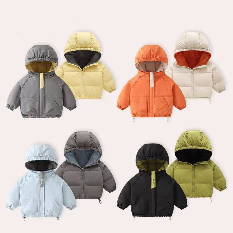 白鸭绒儿童羽绒服三防两面穿