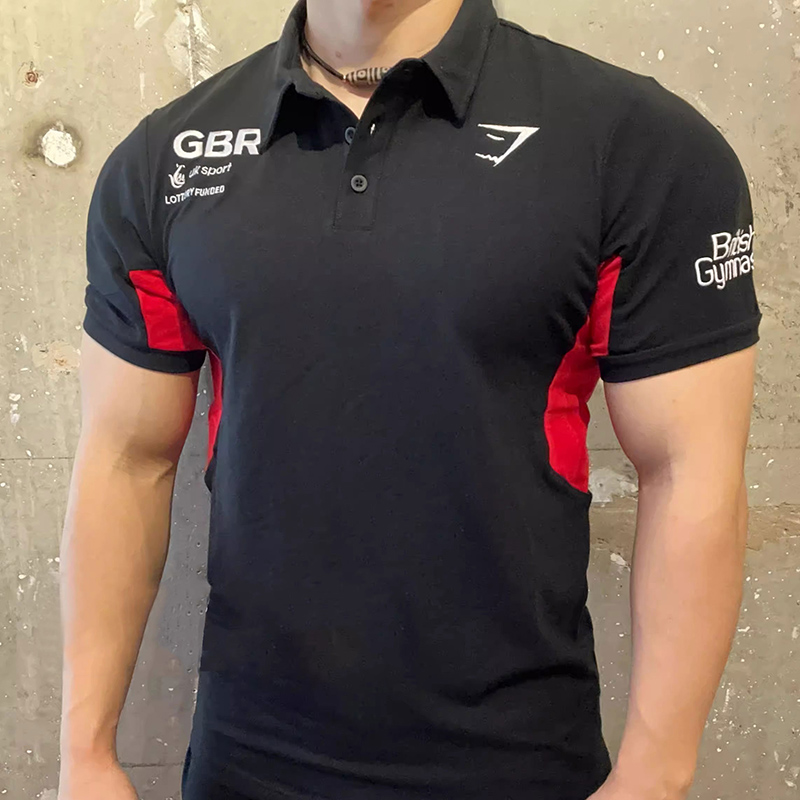 GYMSHARK鲨鱼美式运动健身服Polo领短袖t恤男士夏季新款透气上衣