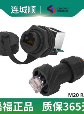 龙仕LR20防水RJ45信号传输网口转接头20mm开孔面板装带密封圈IP67