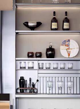 新中式样板间酒柜软装创意摆件售楼处客厅柜装饰搭配酒杯酒具假酒