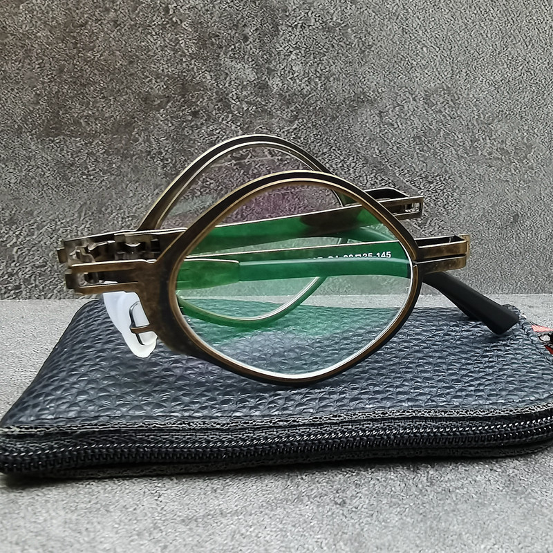 超轻记忆金属片眼镜框 文艺复古折叠式老花 近视眼镜框架 不规则