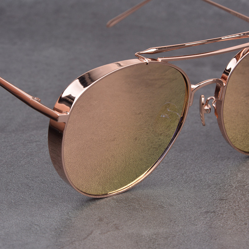 珍藏限量版 高质量纯钛墨镜女裸色樱花粉玫瑰金太阳镜 高清内镀膜