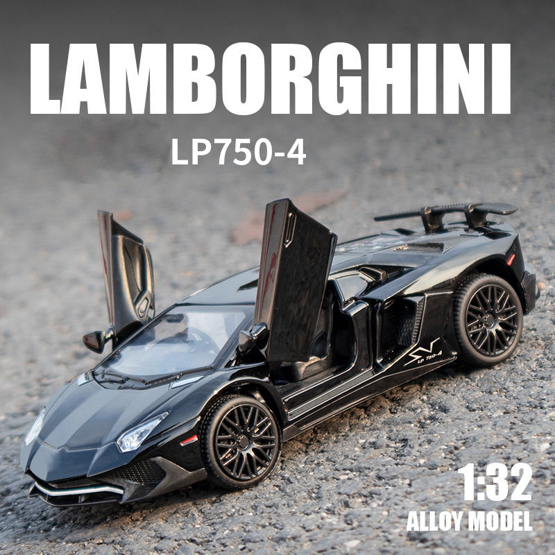 建元1:32兰*LP750开门合金声光仿真汽车玩具声光回力儿童玩具车