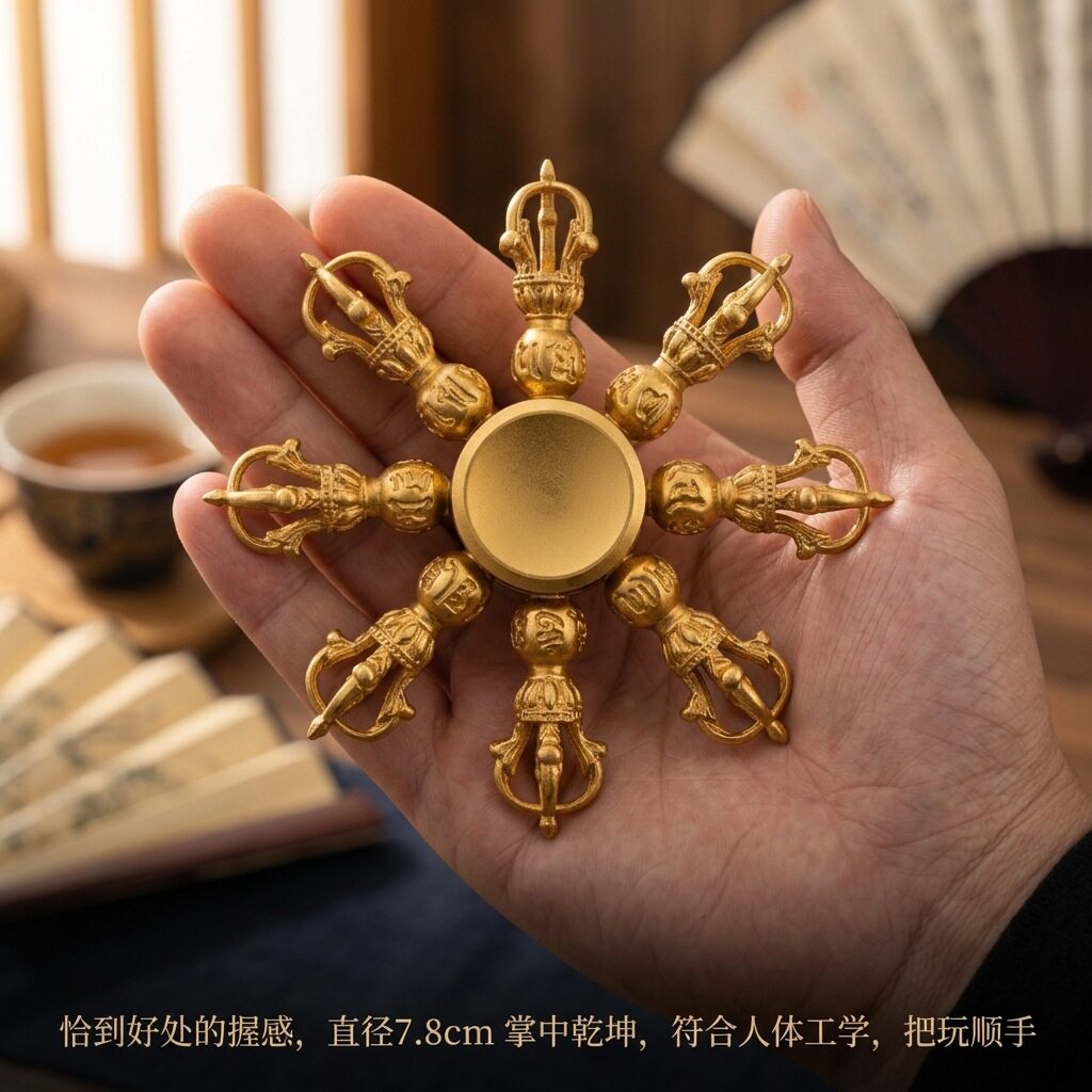 金刚杵指尖陀螺国风金属合金解压玩具旋转手把件跨境热销禅意摆件