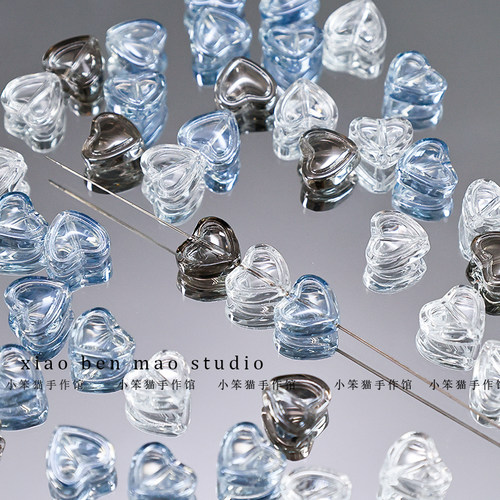 玻璃琉璃爱心散珠手链手工配件
