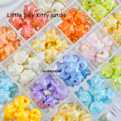 梦幻鼓鼓五角星马卡龙镀彩亚克力多巴胺手机链材料串珠手链项链