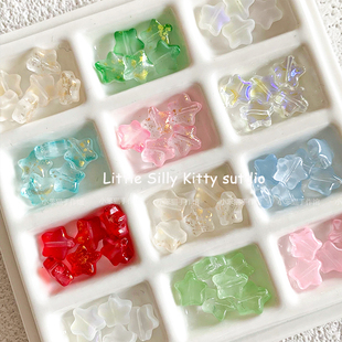 许愿星！春日限定玻璃琉璃洒金通孔散珠diy手工手链项链饰品配件