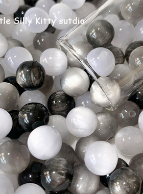 微光树脂猫眼直孔圆珠散珠diy串珠手作材料手链项链手机链配件