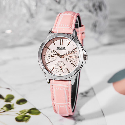 海外直邮卡西欧CASIO手表女三眼防水石英女表礼物LTP-V300L-4A