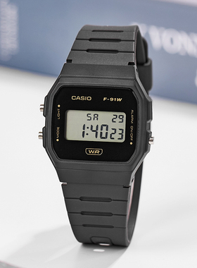 casio卡西欧手表小方块男女表休闲数显学生表F-91WB-1A海外直邮
