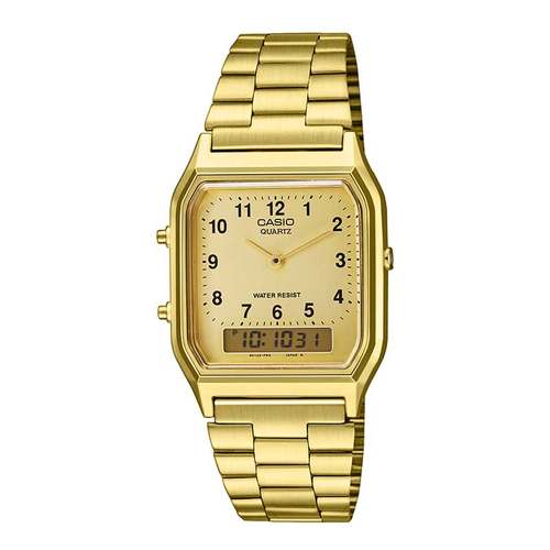 卡西欧男女复古防水方形小金表