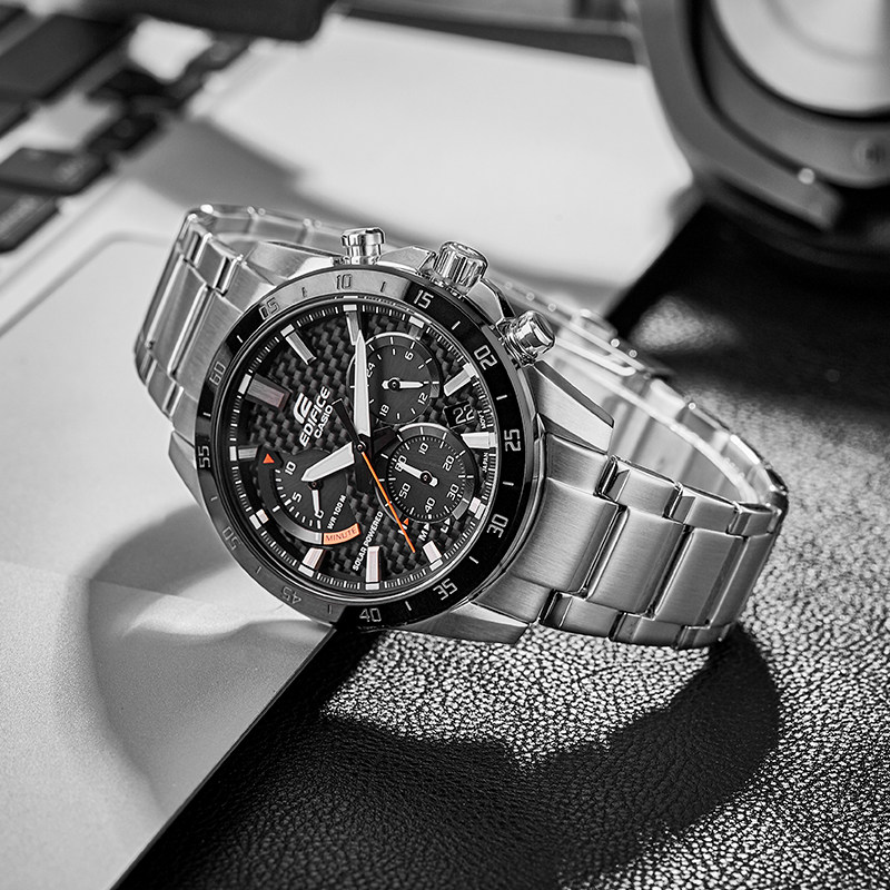 casio卡西欧手表男款太阳能商务赛车三盘防水腕表eqs-930d-1a