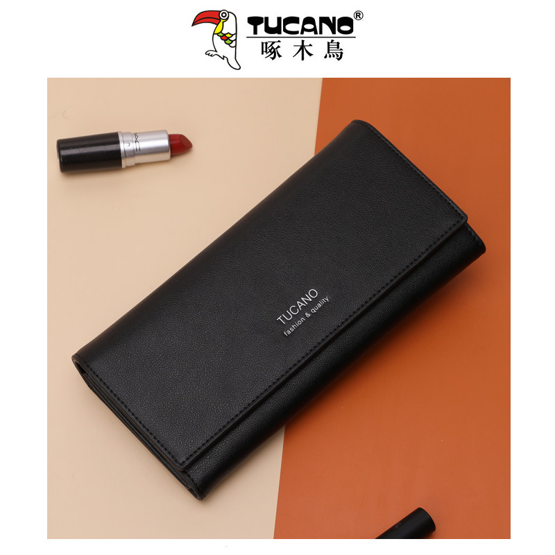 啄木鸟钱包女长款真皮2021新款牛皮票夹大容量女士手拿包零钱卡包