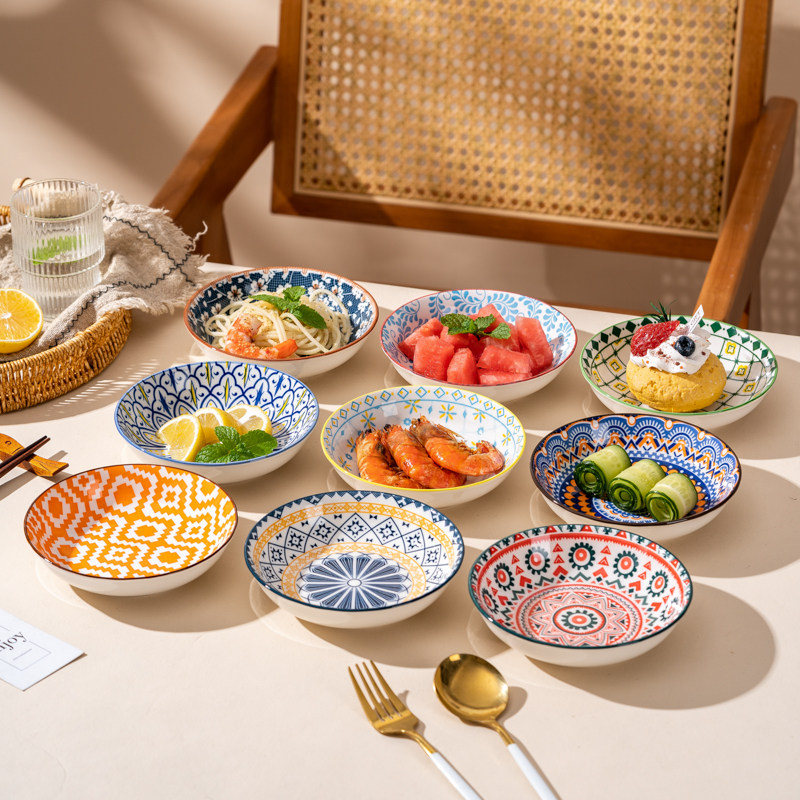 釉下彩日式5.5寸吐骨头碟小碟子蘸料碟家用调料碗菜碟陶瓷垃圾盘
