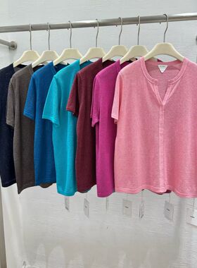 匠心品质BBE 48支16针点子纱挑孔剪刀领舒适透气棉麻短袖T恤