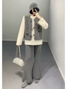 设计师品牌CJZP2025秋冬新款时尚百搭圆领纯色羊绒针织马甲女