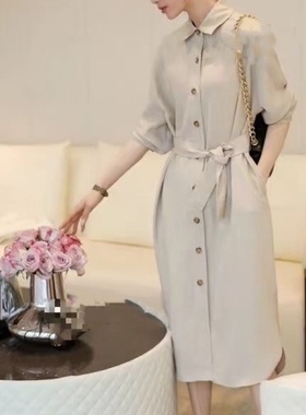 稀缺面料～进口醋酸腰带长款风衣连衣裙巨显气质通勤百搭春季新款