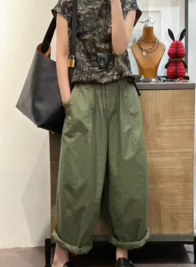 设计师款  日本进口全棉 时尚抽绳宽松版气球工装裤