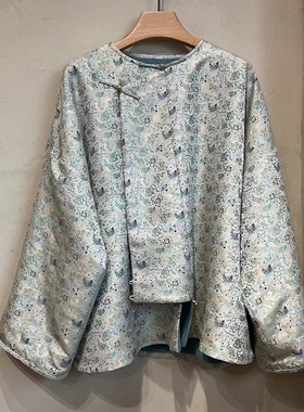 【私信询价】新中式高端定制云纹宋锦内拼羊毛盘扣上衣女 不退换