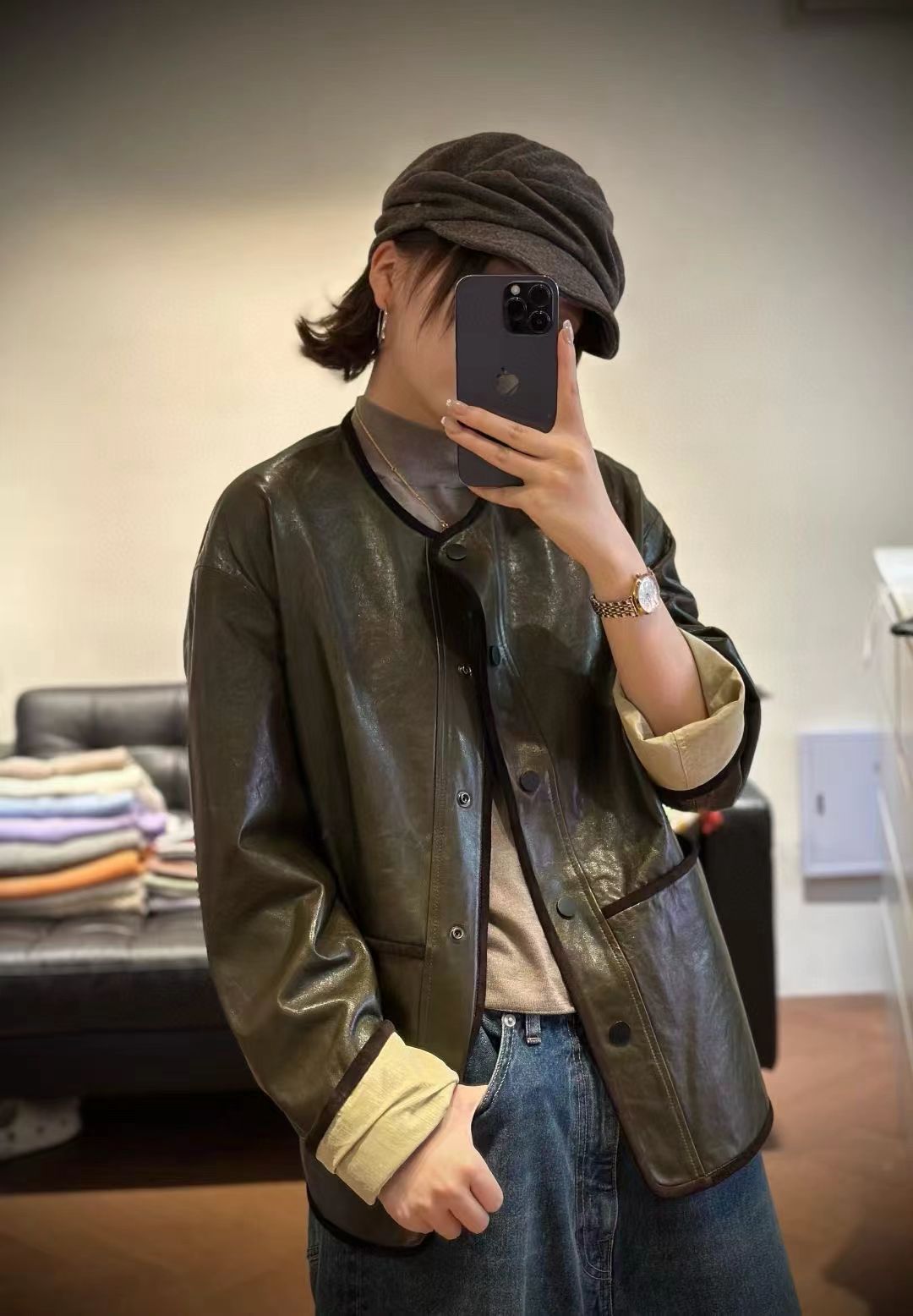 2025春季新款韩系小个子皮夹克外套女高级感美拉德机车小皮衣潮