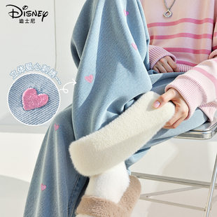 迪士尼女童加绒裤子2025新款洋气好看10岁女孩冬季保暖裤儿童冬装