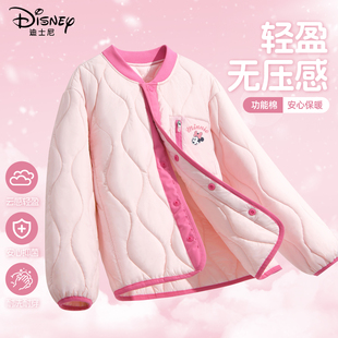 迪士尼女童加绒外套2025新款甜美小女孩可爱粉色保暖童装儿童冬装