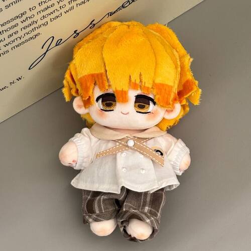 鬼灭之刃我妻善逸20cm棉花娃娃Q版可动公仔换装玩偶二次元周边礼