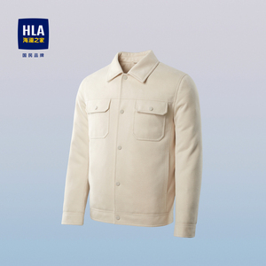 HLA/海澜之家23冬季新款商务衬衫翻领羽绒服休闲夹克保暖黑外套男