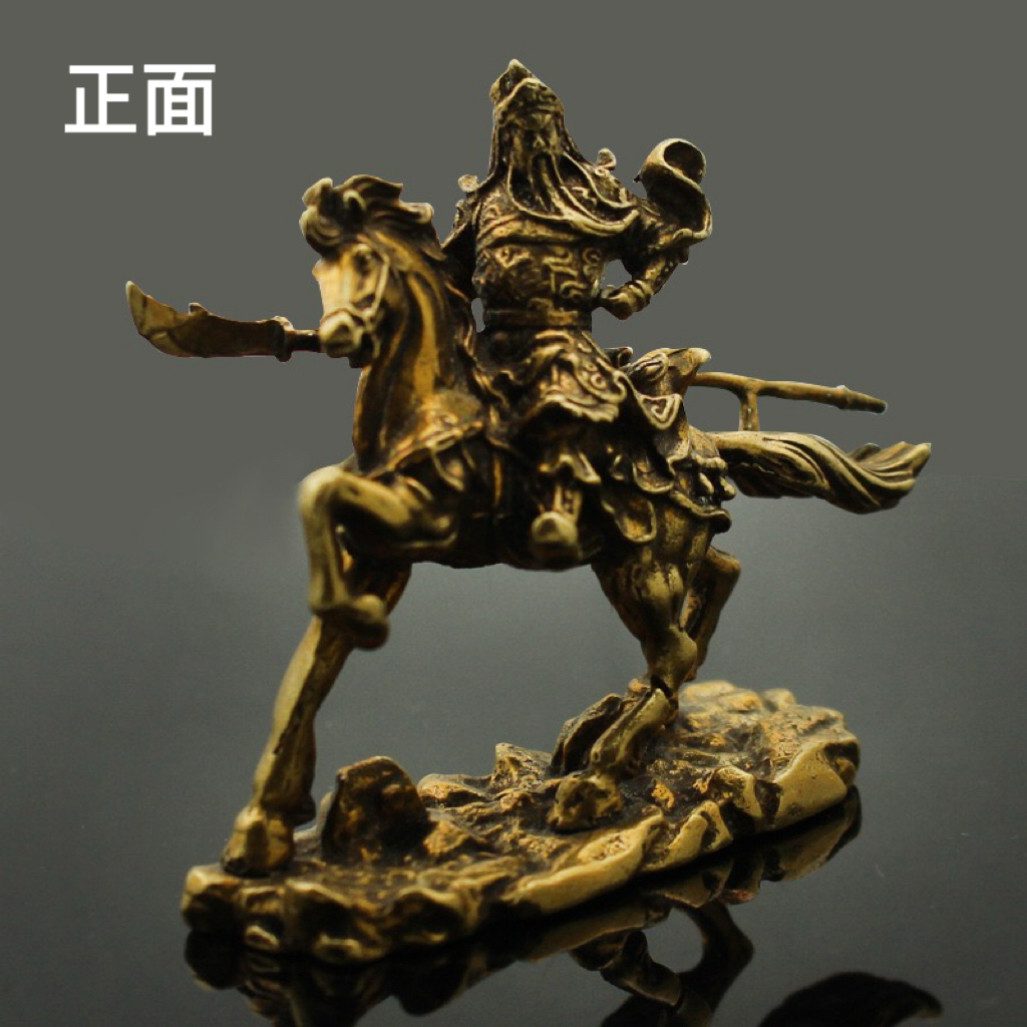 骑马关公武财神像小摆件铜艺礼品装饰摆件