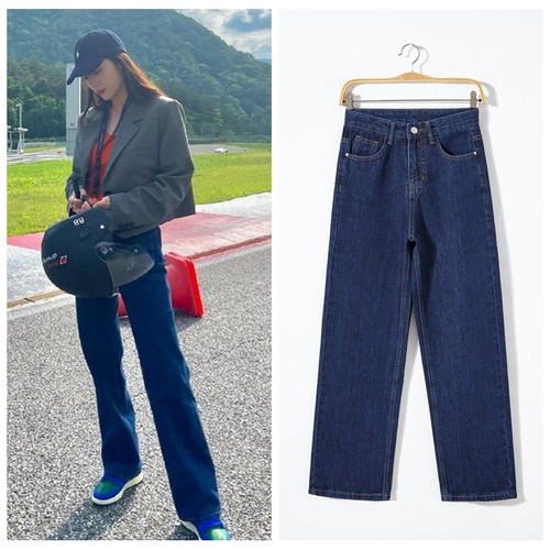 郑秀晶同款直筒宽松牛仔裤