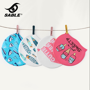 sable黑貂儿童泳帽男童女童防水硅胶不勒头长发护耳卡通游泳帽