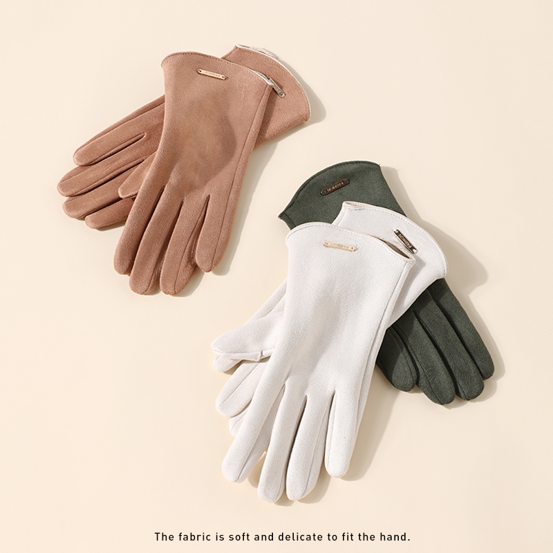 情侣麂皮绒可露指触屏开车