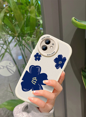 蓝色花朵适用oppo手机壳reno9全包8pro高级感7se冷淡风6女findx5硅胶a93简约4真我gt10新款neo3防摔r15软2套