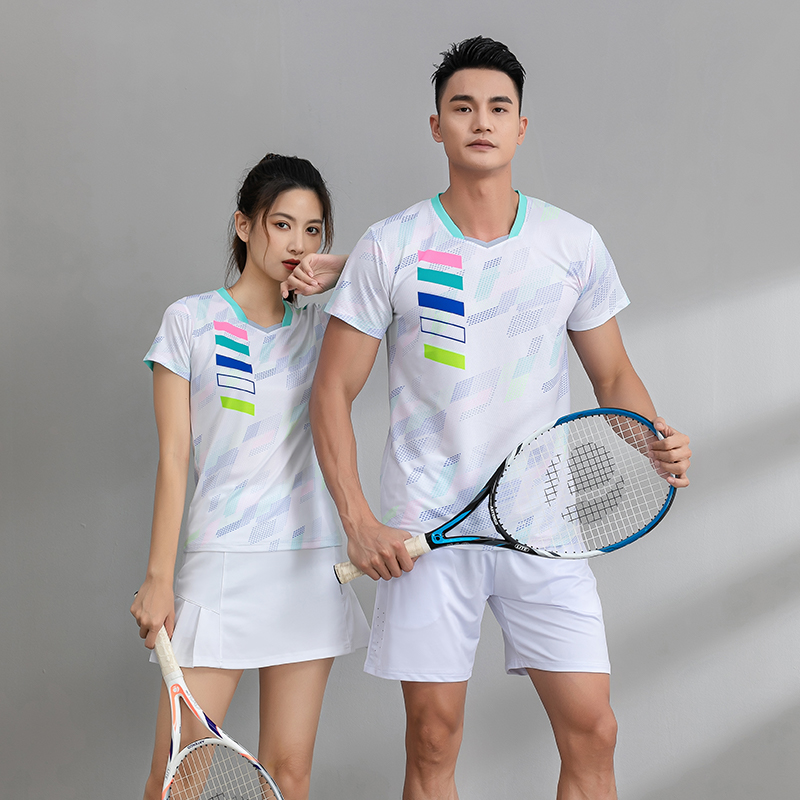 羽毛球服女2024春季新款训练服套装男乒乓网球运动宽松短袖上衣