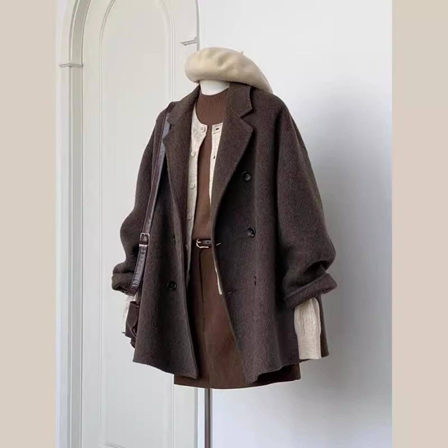 短款羊毛羊绒大衣女小个子2025新款深秋冬季加厚呢子西装毛呢外套