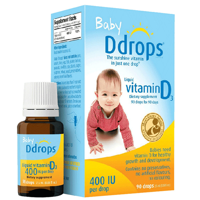 加拿大进口Ddrops滴卓思维生素d婴儿童d3滴剂新生补钙婴幼儿滴VD3