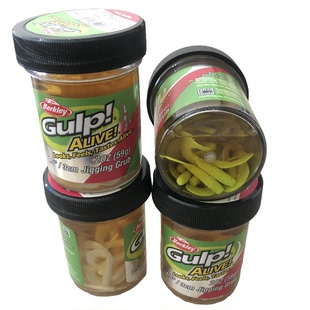 美国贝克力卷尾鱼蛆虫软饵GULP诱鱼剂罐装太阳鱼黄鱼根钓黑坑鳟鱼