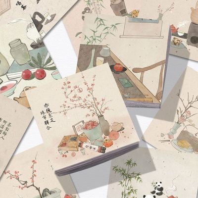 96张中国风国潮诗茶画意贴纸艺术个性装饰diy手账手机笔记本贴画