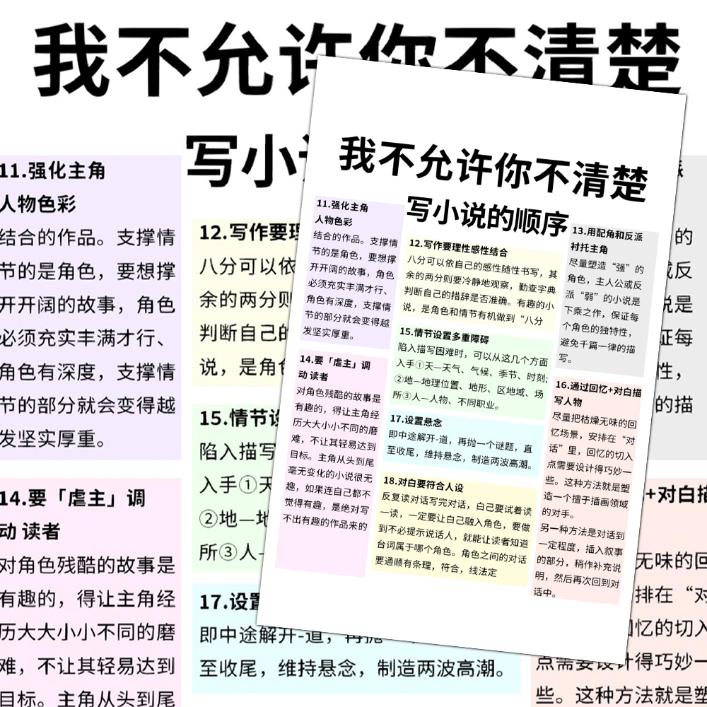 小说框架公式网文素材写作结构从0到i搭建小说骨架写作技巧贴纸