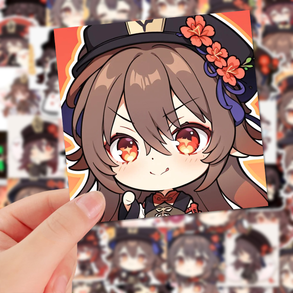 126张原神二次元胡桃Q版贴纸爆款动漫周边手机壳ipad贴画防水